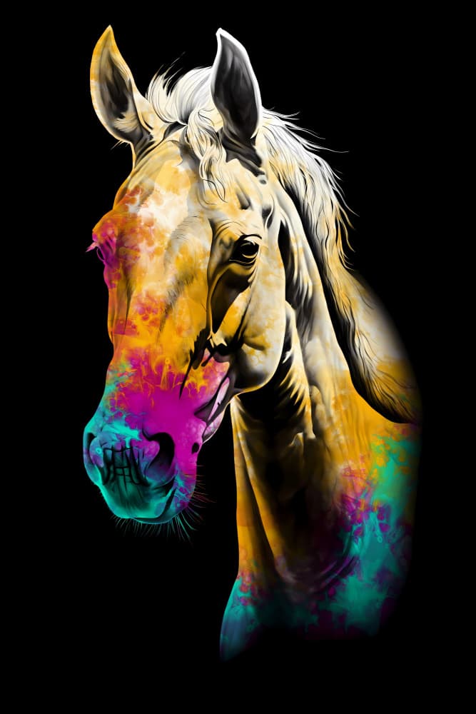 Vibrant Horse Portrait by Rafal Kulik — canvas wall art