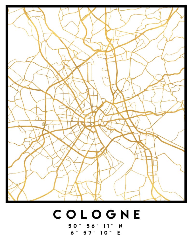 Cologne Gold Street Map by Emiliano Deificus — canvas wall art