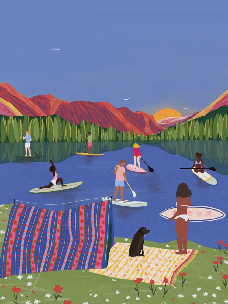 Paddleboard Lake Life by Ceyda Alasar — canvas wall art