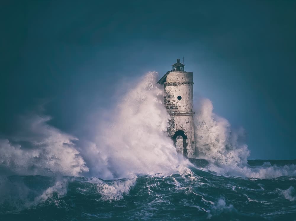 Dramatic Ocean Lighthouse by Daniele Atzori — canvas wall art