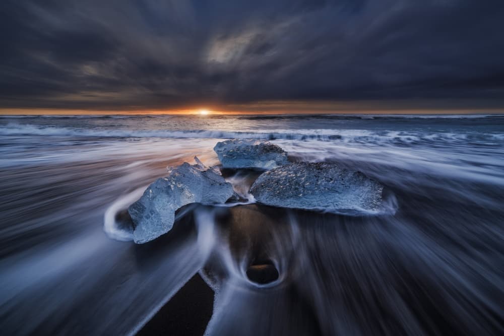 Ice Beach Sunset by Juan Pablo de Miguel — canvas wall art