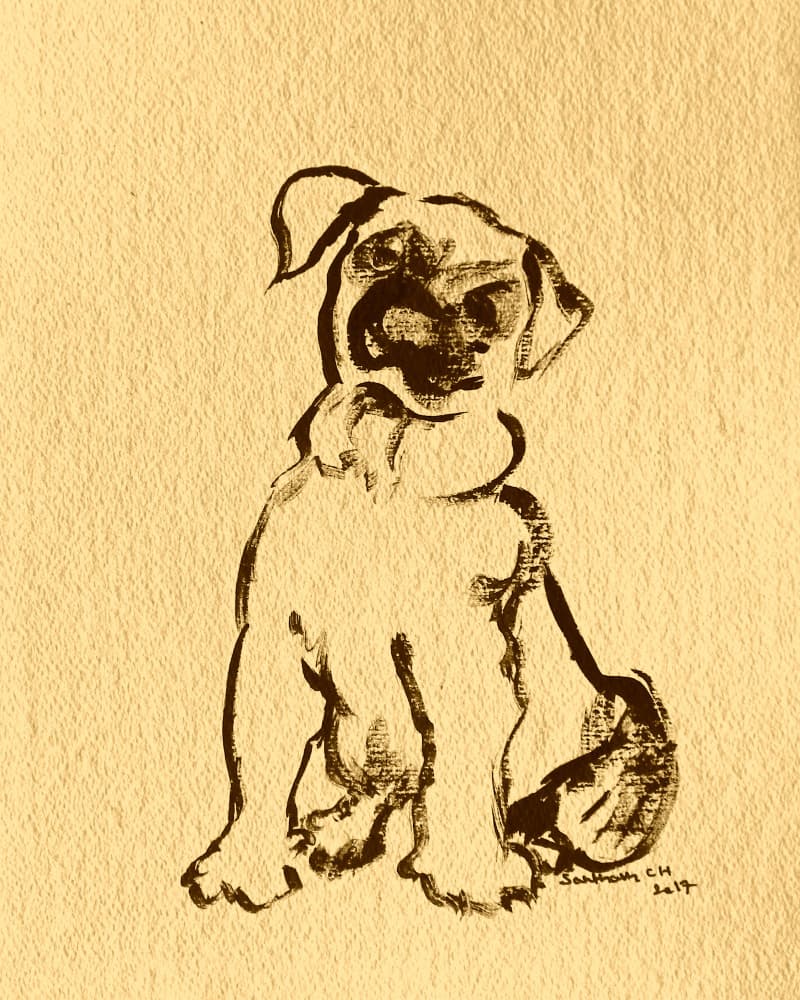 Sweet Puppy Sketch by Santhosh ch — canvas wall art