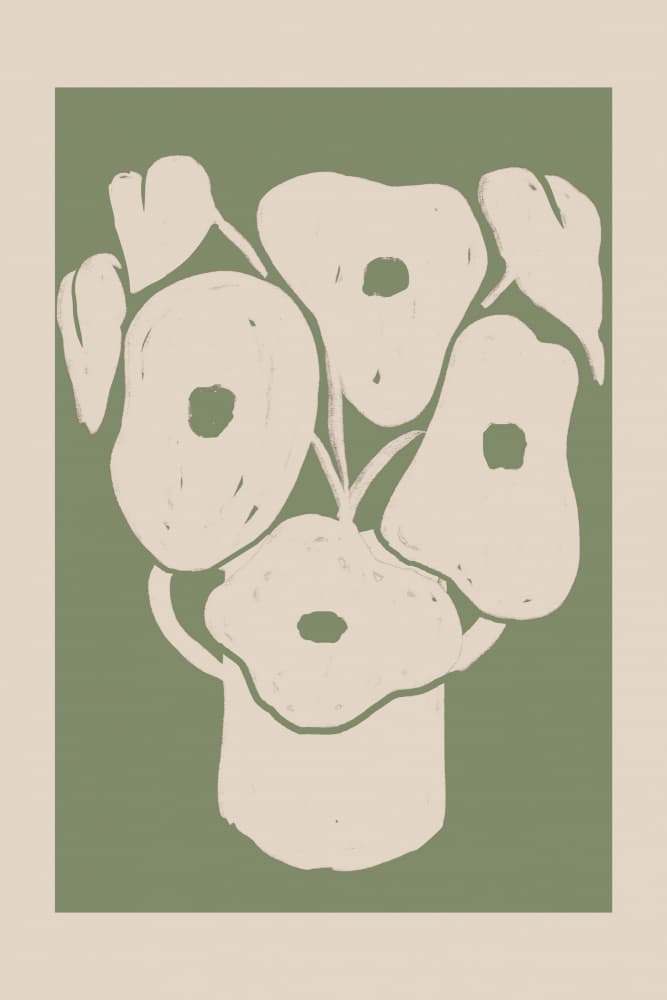 Abstract Green Blooms by Melloi Art Prints — canvas wall art