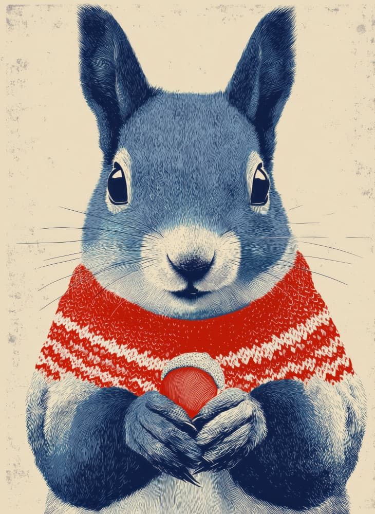 Cozy Winter Squirrel by Justyna Jaszke — canvas wall art