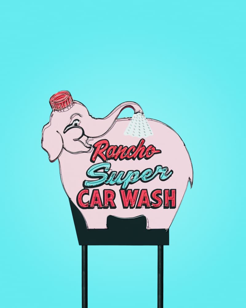 Pink Elephant Car Wash Vintage Sign by Tom Windeknecht — canvas wall art