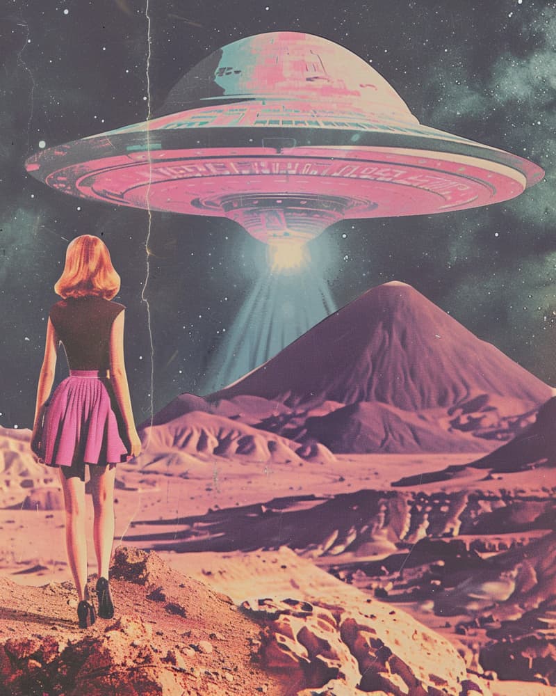 Pink UFO Alien World by Samantha Hearn — canvas wall art