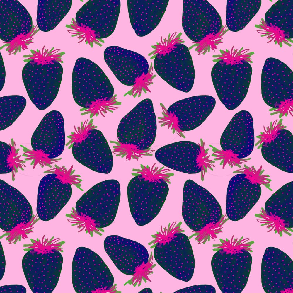 Pink Blue Strawberry Pattern by Michele Channell — canvas wall art
