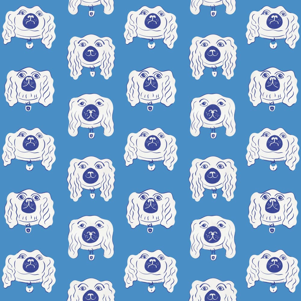 Blue Staffordshire Dogs by Carrie Cantwell — canvas wall art