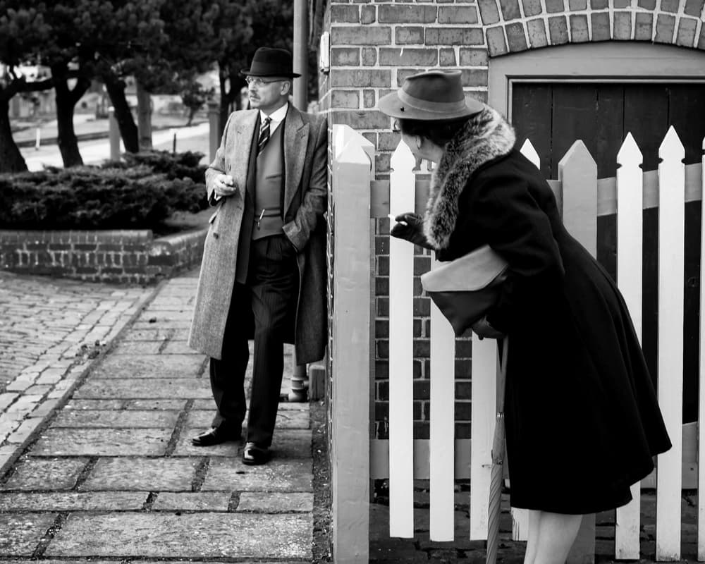 Vintage Street Encounter by Richard Bland — canvas wall art