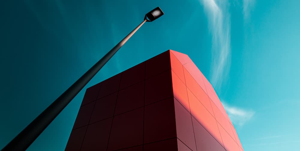 Modern Red Geometry by Jörg  Vollrath — canvas wall art
