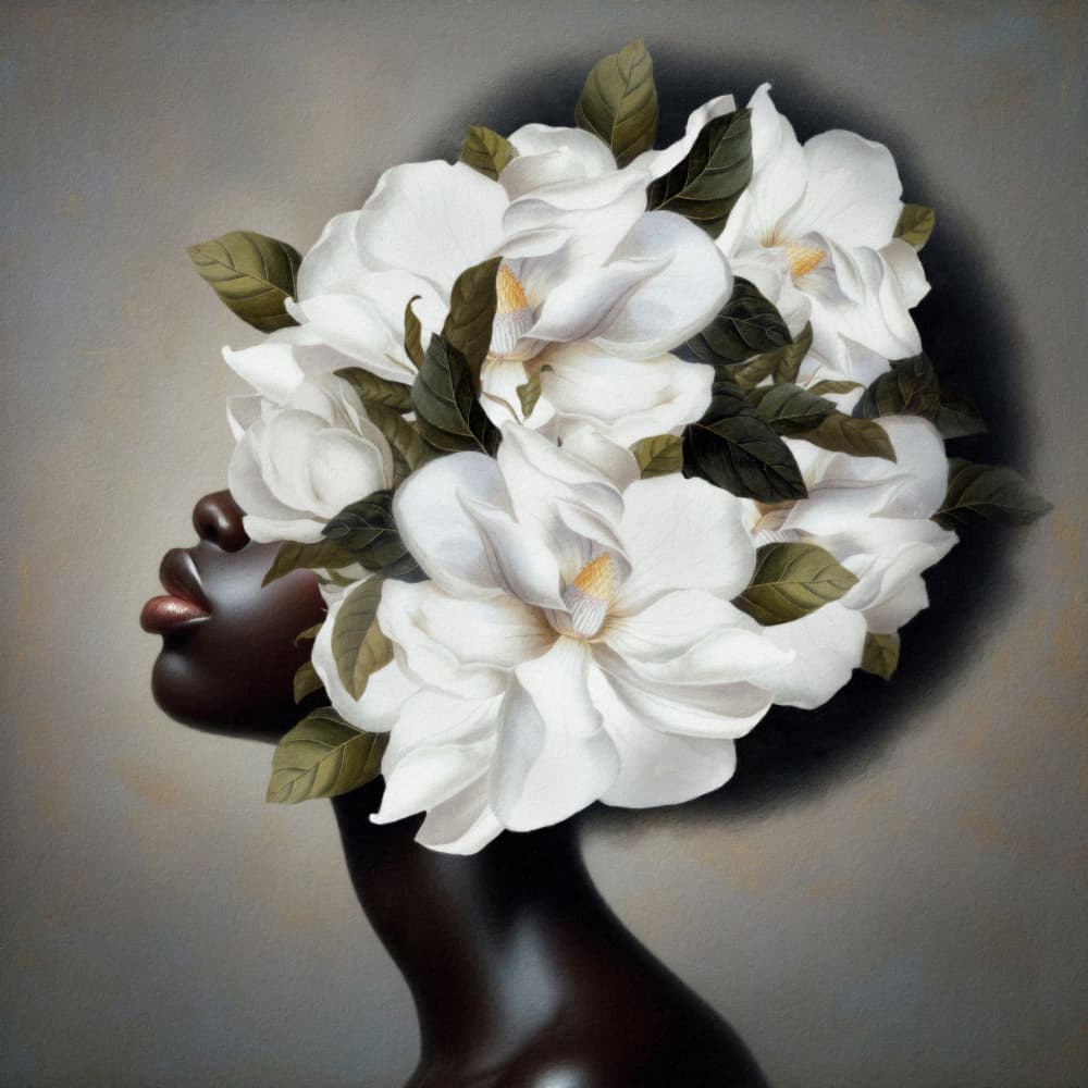Magnolia Woman Profile by Marja van den Hurk — canvas wall art