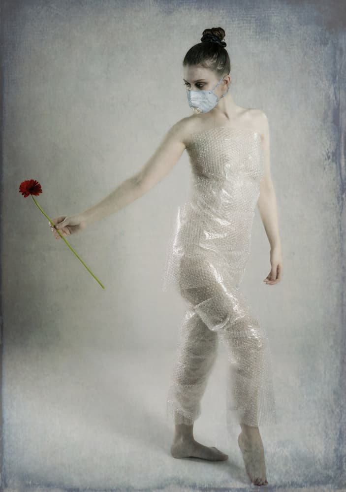 Wrapped Woman Red Flower by James Yang — canvas wall art