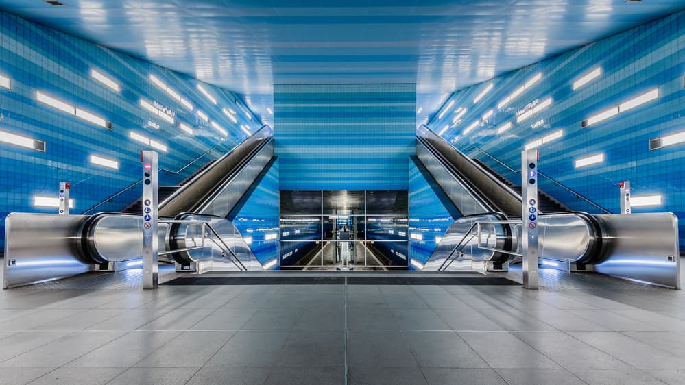 Futuristic Blue Metro by Oscar Lopez — canvas wall art