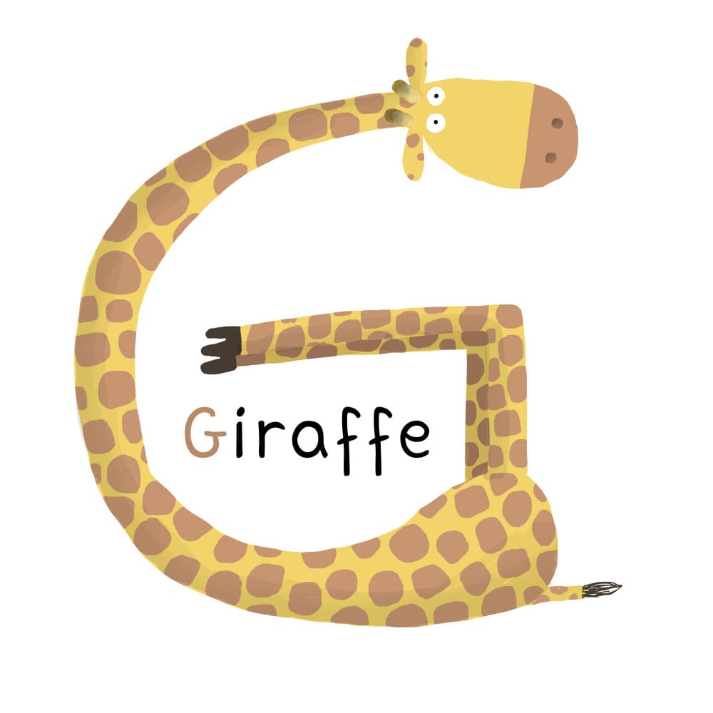 Playful Giraffe Letter G by Carla Daly — canvas wall art