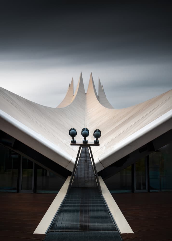 Dramatic Spiked Roof Architecture by Marc van Oostrum — canvas wall art