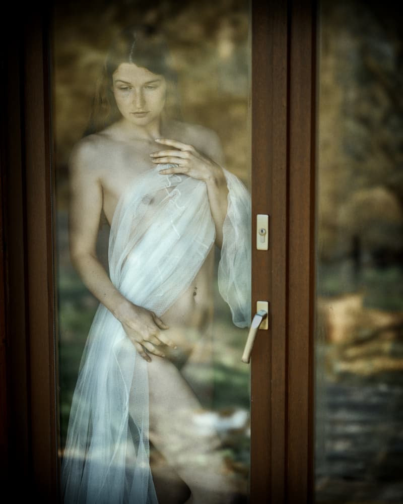 Pensive Woman Behind Glass by Franky De Meyer — canvas wall art
