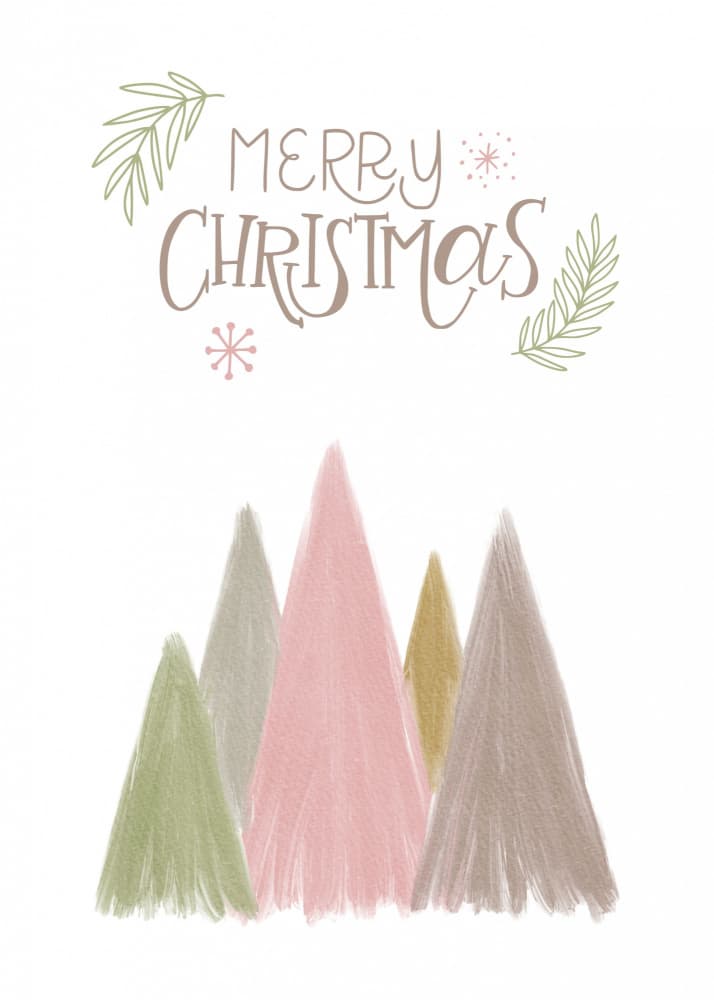Merry Christmas Pastel Trees by Kristina N. - SoulArt Shop — canvas wall art