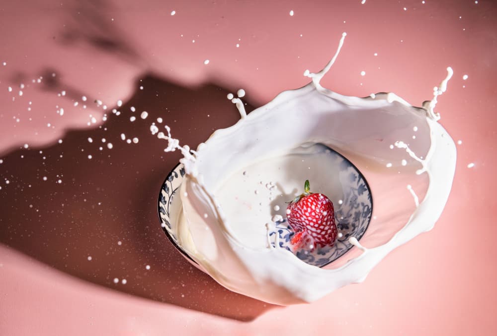 Strawberry Milk Splash by Grace Guo APA — canvas wall art