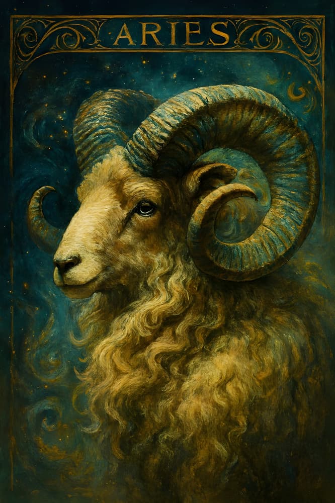Celestial Aries Ram by HUGO — canvas wall art