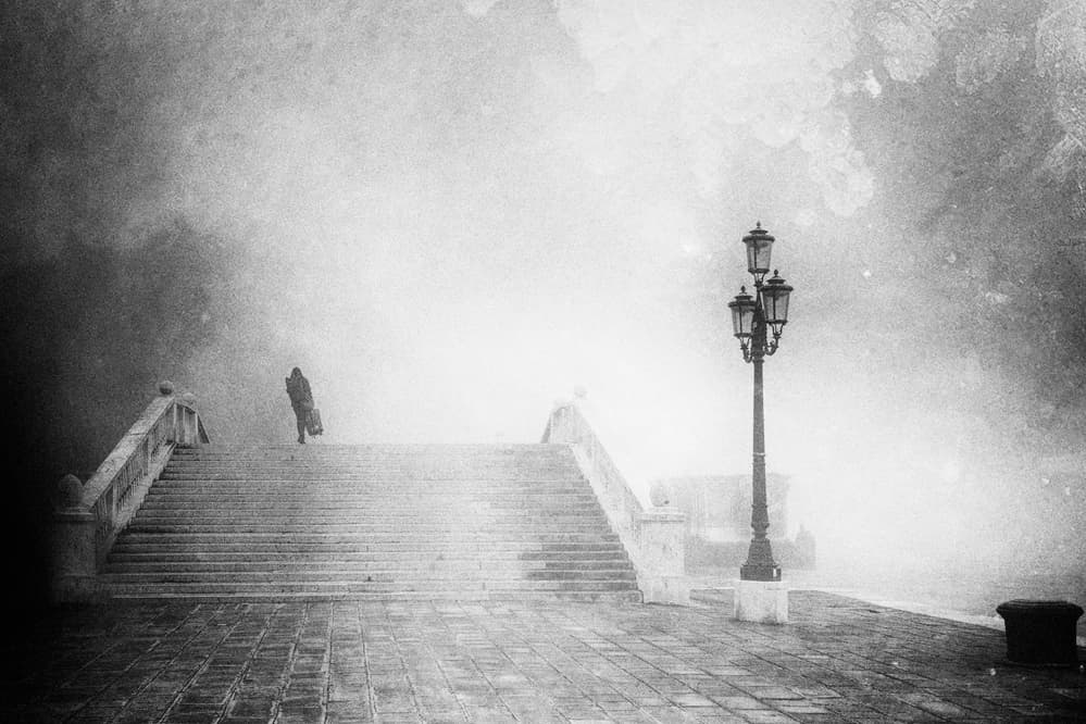 Misty Bridge Ascent by Enrico Facchetti — canvas wall art