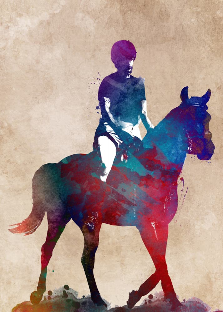 Dynamic Equestrian Watercolor by Justyna Jaszke — canvas wall art