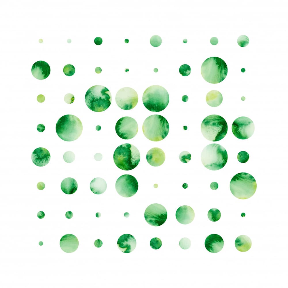 Green Watercolor Dots by Fabiana Silveira — canvas wall art