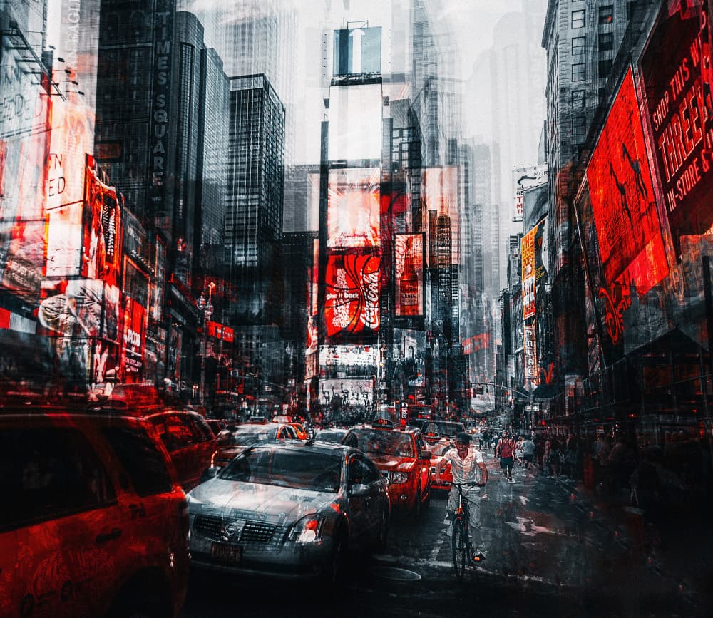 Urban Night Traffic by Carmine Chiriacò — canvas wall art