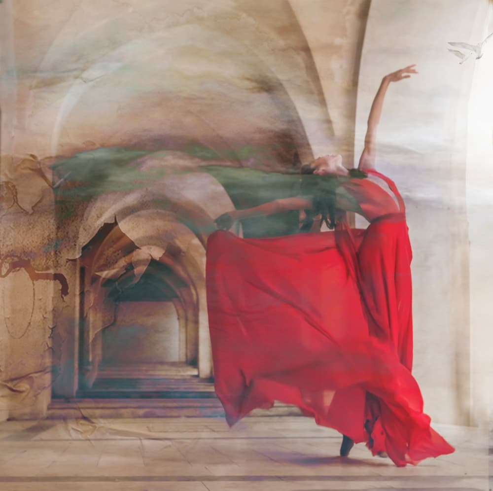 Flowing Red Dance by Rachel Pansky — canvas wall art