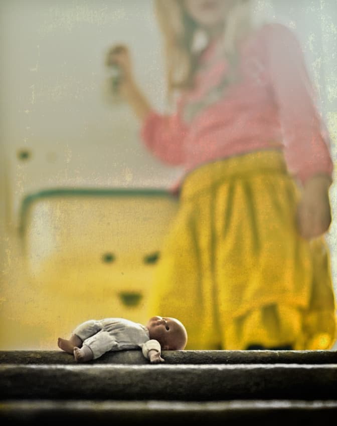 Childhood Doll Play by ambra — canvas wall art