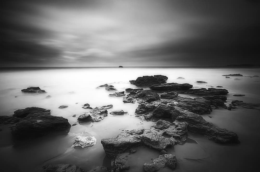 Monochrome Rocky Coast by Juan Marín Gómez — canvas wall art