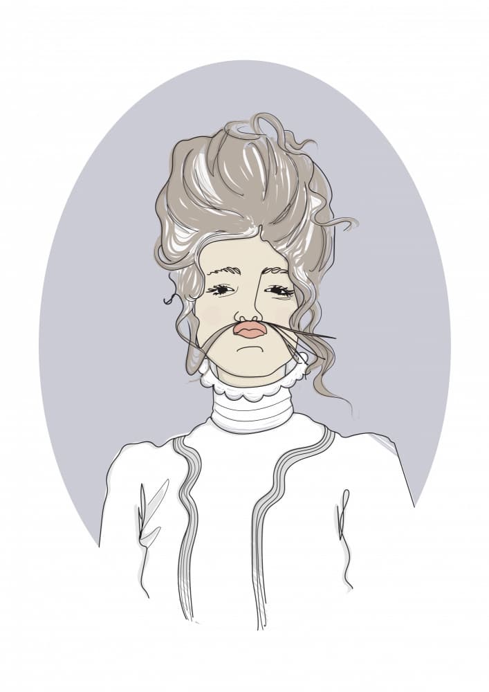 Whimsical Mustache Woman by Christina Heitmann — canvas wall art
