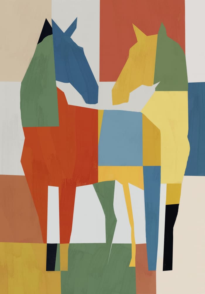 Abstract Colorful Horses by Little Dean — canvas wall art