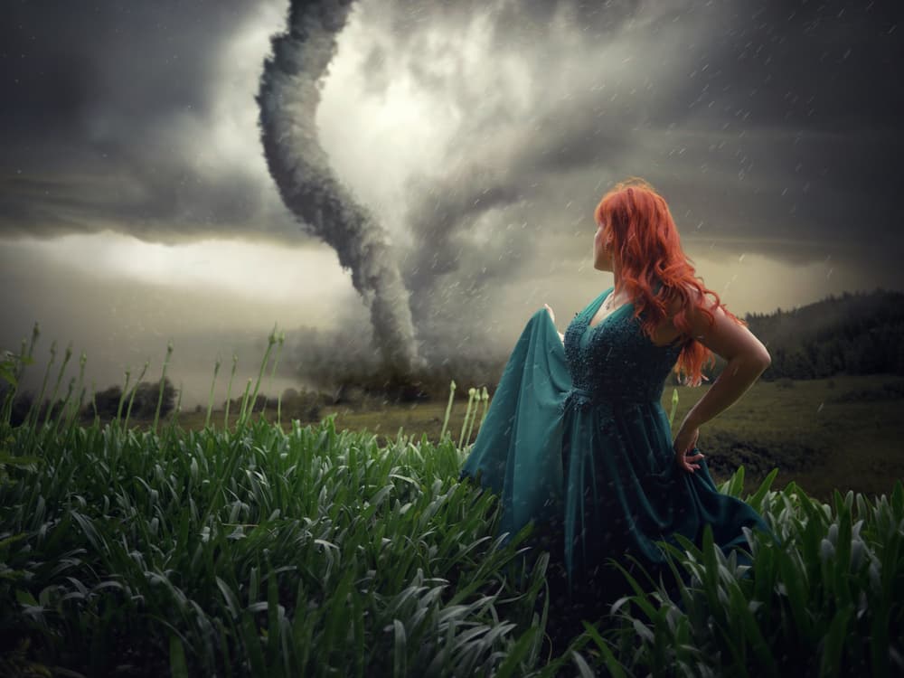 Red Hair And Tornado by Paulo Dias — canvas wall art