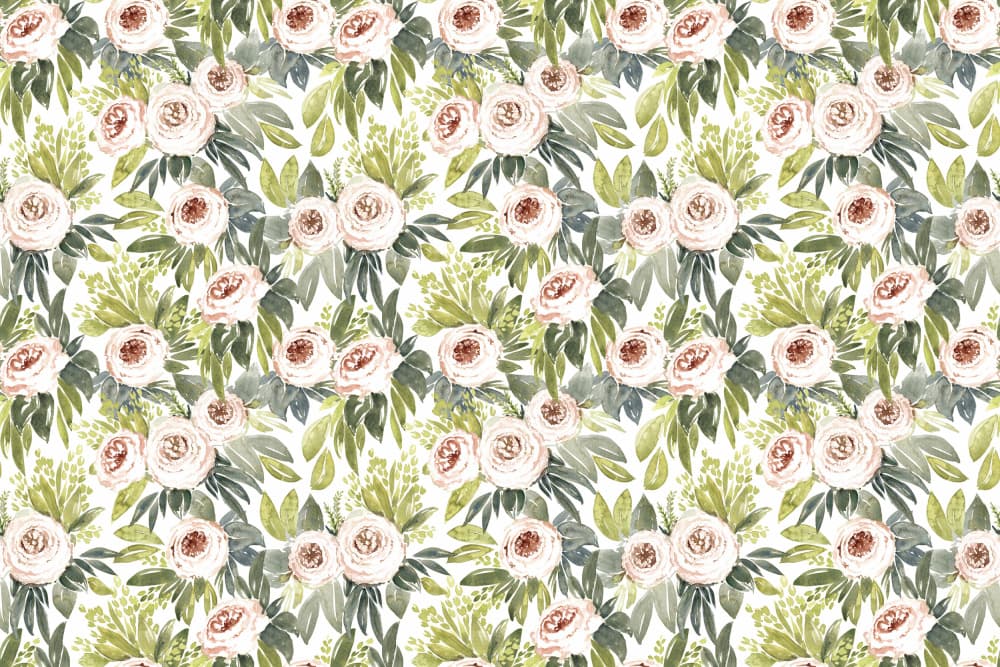Blush Rose Botanical Pattern by Rosana Laiz Blursbyai — canvas wall art