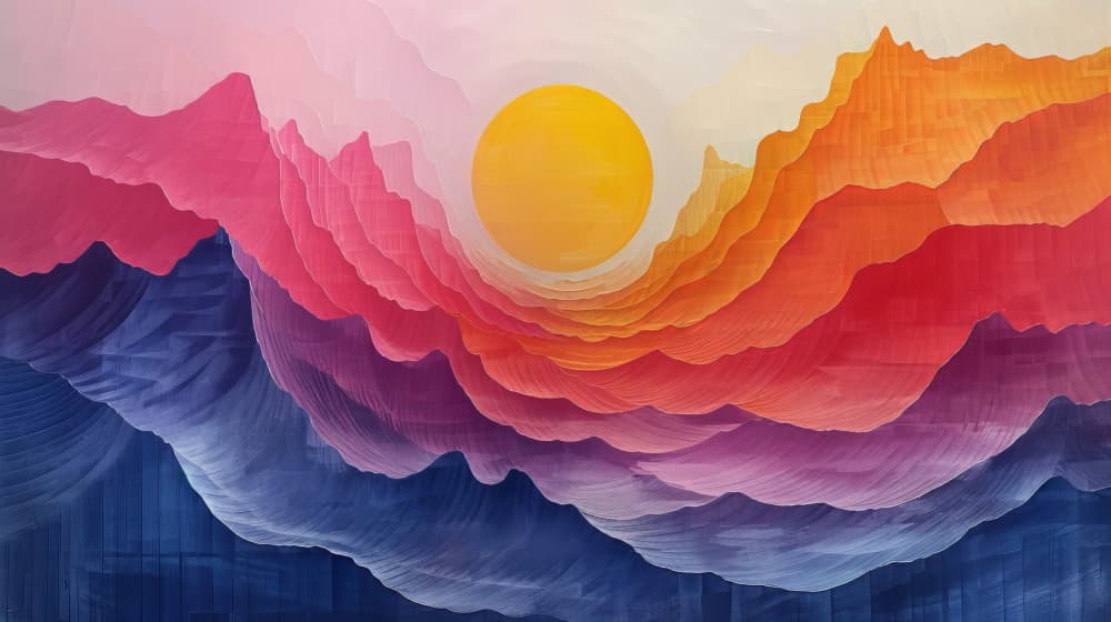 Radiant Layered Landscape by Bilge Paksoylu — canvas wall art