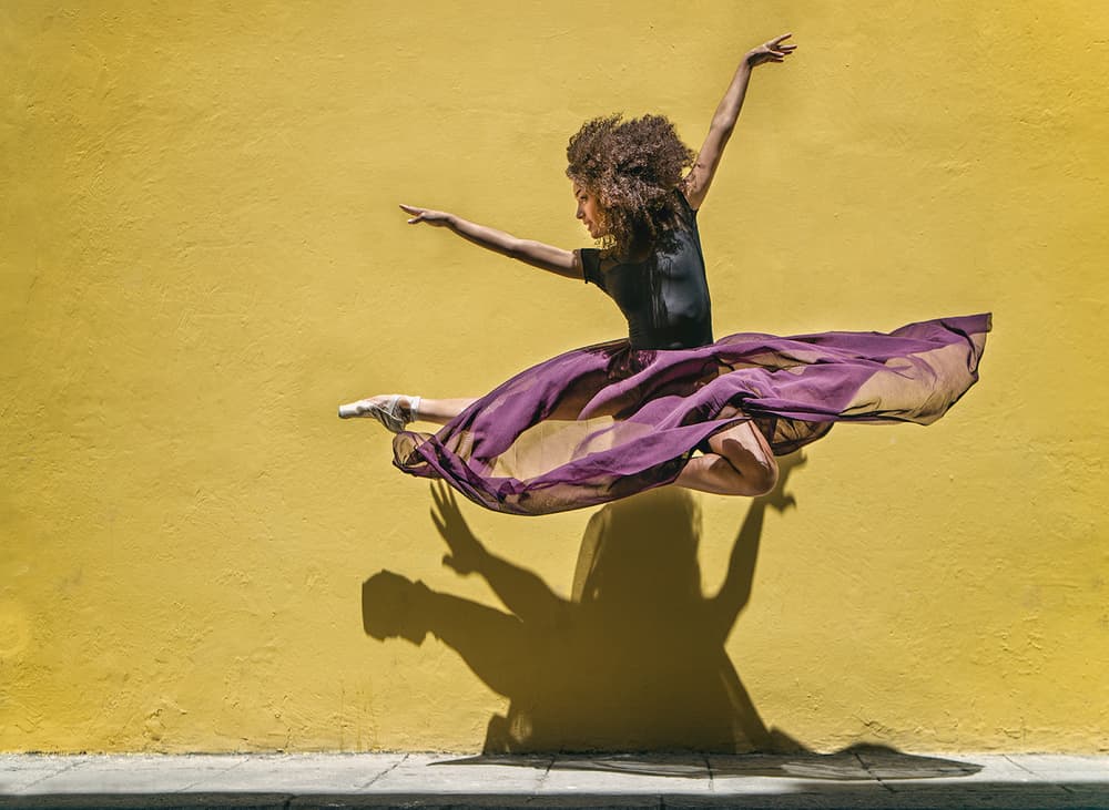 Dynamic Ballet Yellow Wall by Joan Gil Raga — canvas wall art
