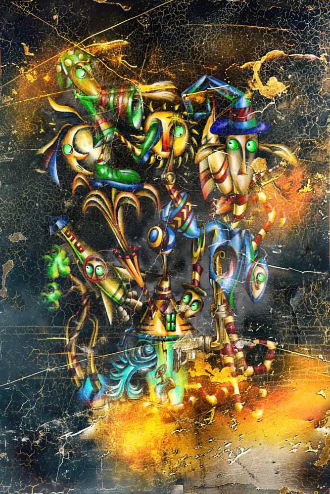 Whimsical Steampunk Robots by Rafal Kulik — canvas wall art