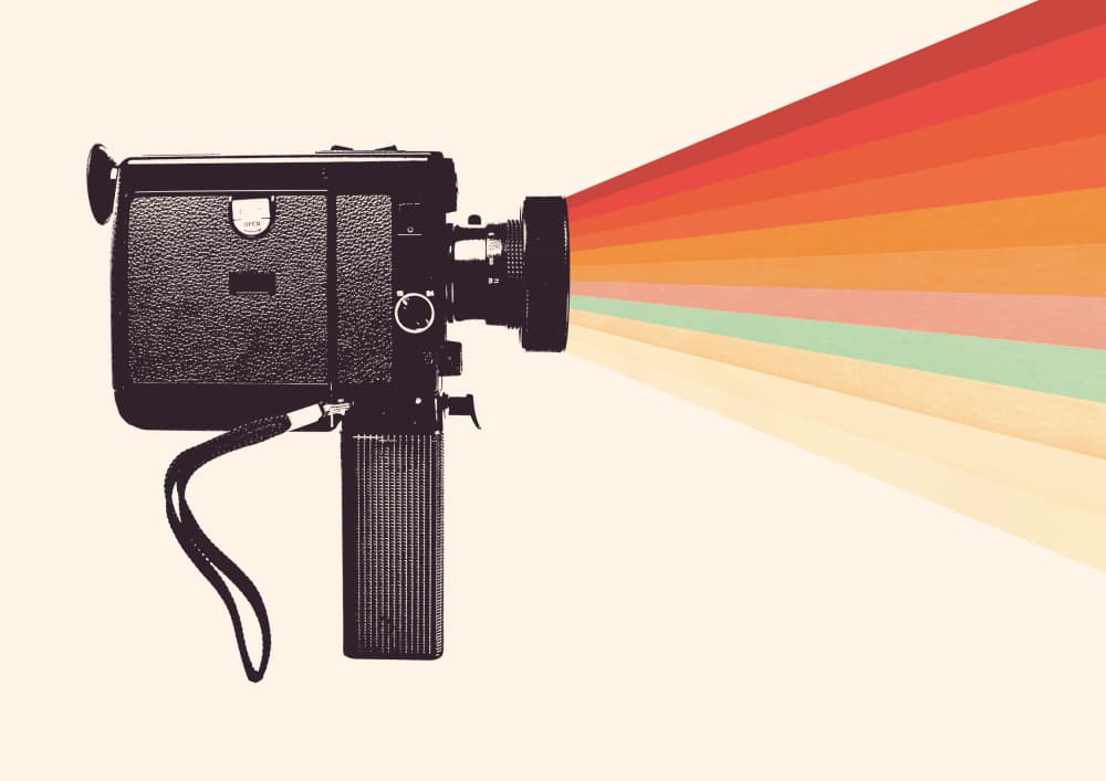 Retro Camera Rainbow Light by Florent Bodart — canvas wall art