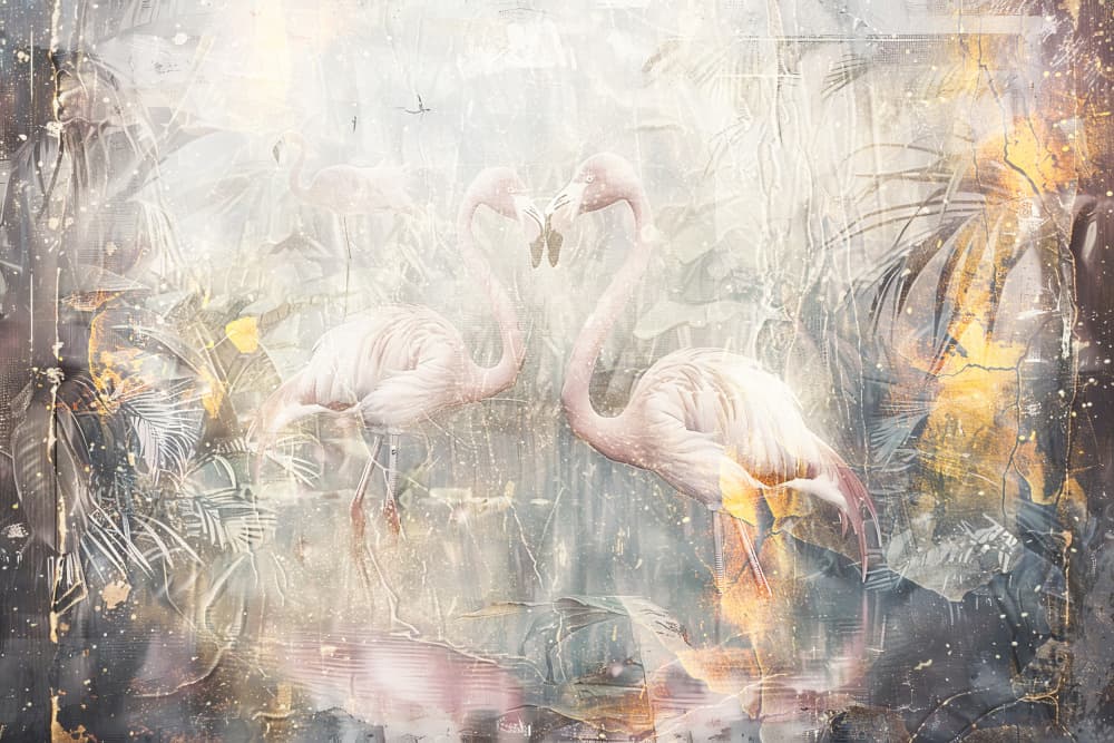 Flamingo Animal Vintage Art Illustration Wallart 07 by Rafal Kulik — canvas wall art