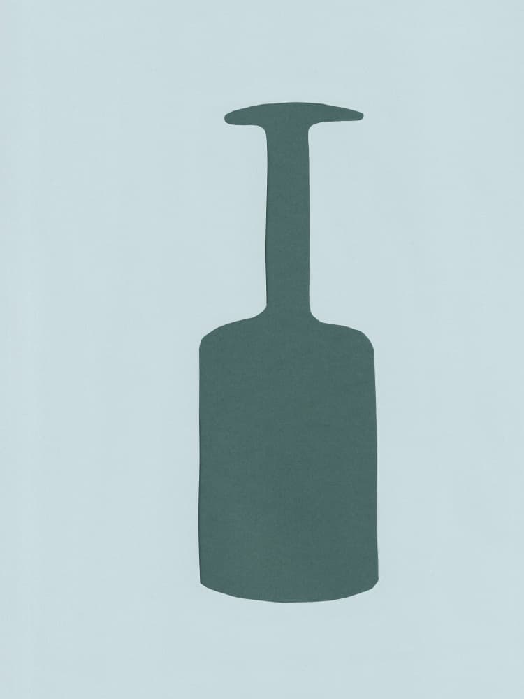 Minimalist Green Bottle Shape by Bronwyn Baker — canvas wall art