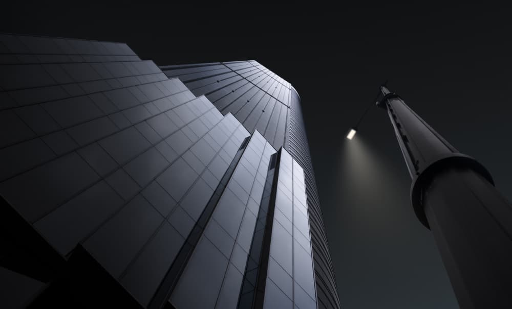 Urban Spire Glow by Yujie Zhang — canvas wall art