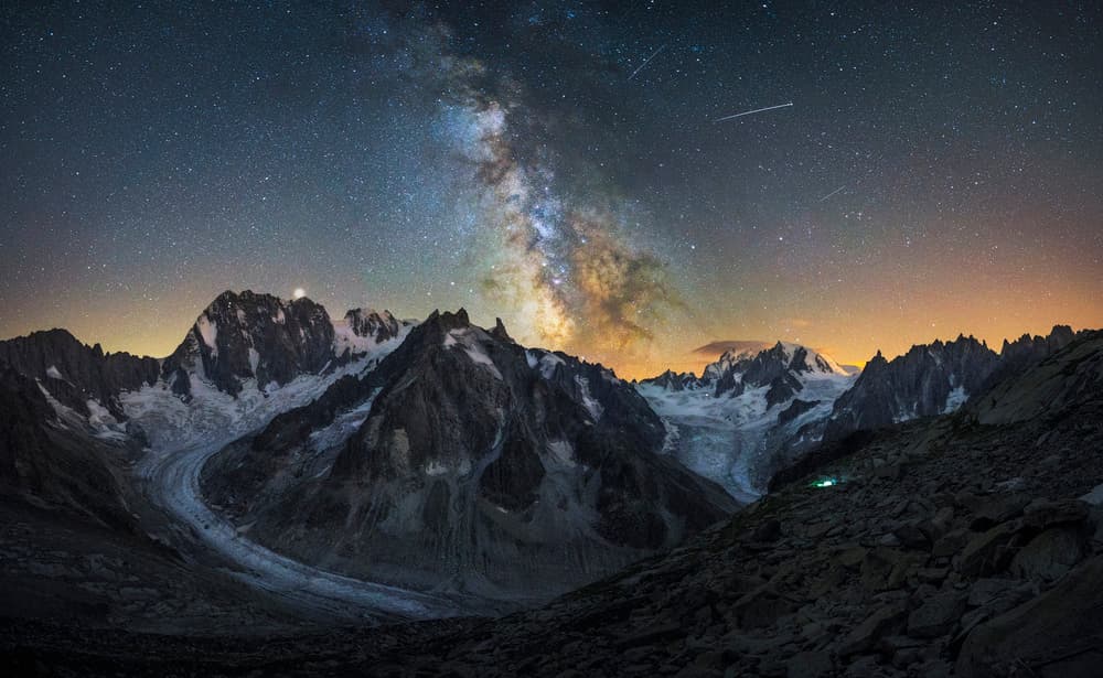 Milky Way Mountain Night by Álvaro Pérez &amp Jose M. Pérez. Brothers — canvas wall art