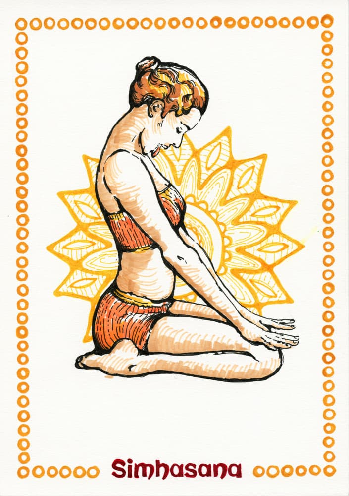 Mindful Lion Pose by Olga Galeeva — canvas wall art