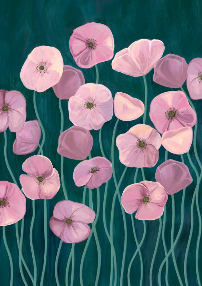 Soft Pink Poppies by EMELIEmaria — canvas wall art