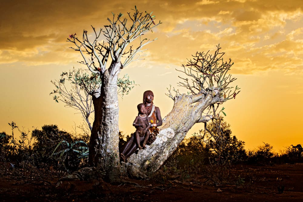 Tribal Family Golden Sunset by Vedran Vidak — canvas wall art