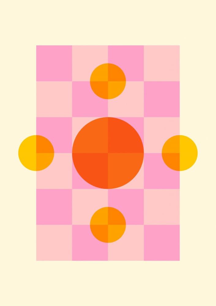 Retro Pink Orange Circles by Nanna Paavig — canvas wall art