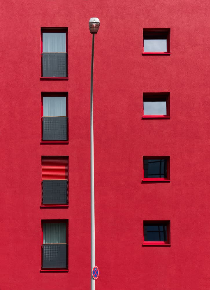 Bold Red Urban Facade by Karin Kilb — canvas wall art