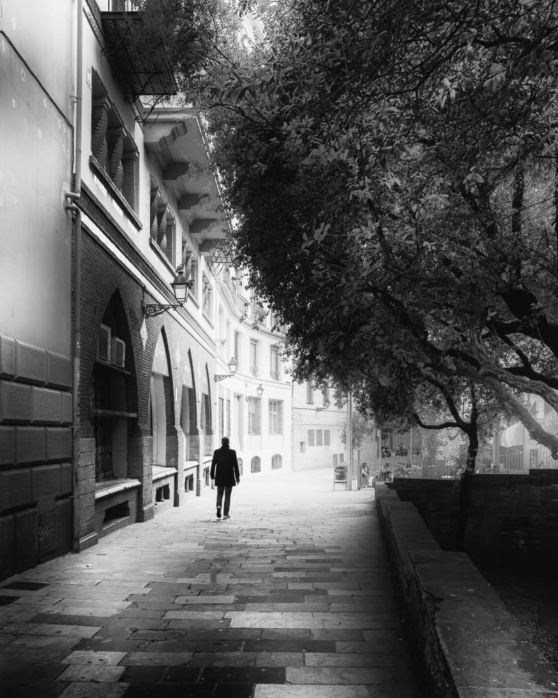 Solitary Walk Old Town by Leah Guo — canvas wall art
