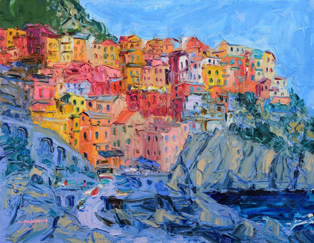 Cinque Terre Colorful Town by Jukyong Park — canvas wall art
