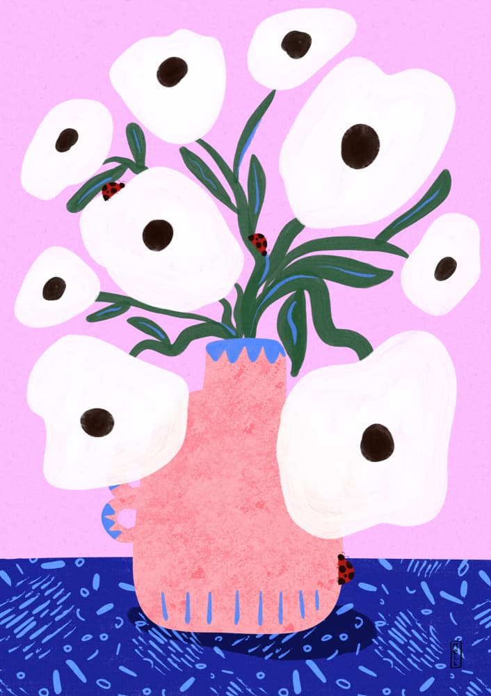 Whimsical Floral Still Life by Dirkie Nell — canvas wall art
